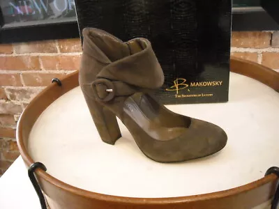 B Makowsky Arka Dark Brown Leather Foldover Cuff Mary Jane Pumps 6 Sale! • $19.95