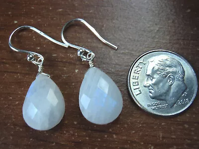 Moonstone 925 Sterling Silver Dangle Faceted Briolette Earrings 7004c • $19.99