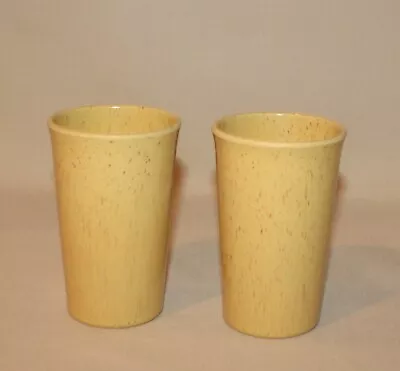 2 Tumblers Flite Lane PMC 8 Ounces Melamine Melmac Speckled Yellow Gold  • $14.95