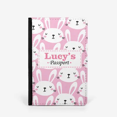 Personalised Bunny Rabbit Kids Children's Baby First ID Passport Holder Cover • £9.99
