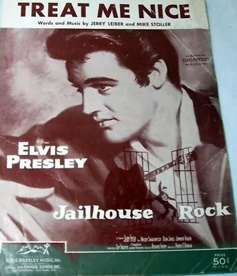 Elvis Presley - Treat Me Nice From Movie Jailhouse Rock Sheet Music 1957 Vntg • $17.99