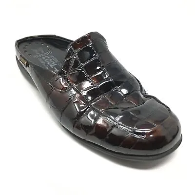 Women's Mephisto Air-Jet Mules Clogs Shoes Size 6B Brown Patent Croc Print AC13 • $22.38