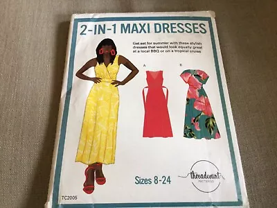 2 In 1 Maxi Dress Threadcount Pattern Sizes 8 - 24 New And Uncut Factory Folded • £6.95