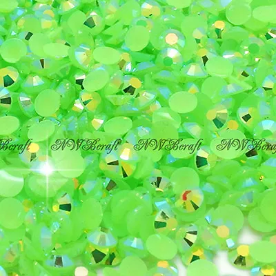 Apple Green AB 1000pcs Rhinestone Beads Flat Back Nail Art Craft Gems • £1.79