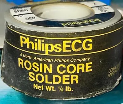 One Roll Spool Philips ECG Rosin Wire Solder 60/40 1/2lb SN60 Core 2 .062 RA • $14.95