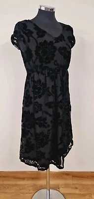 JoJo Maman Bebe Black Dress Size 8 V Neck Maternity Jacquard Brand New Floral • £17.95
