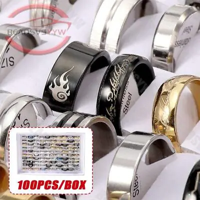 Wholesale 100pcs Bulk Lot Mixed Stainless Steel Rings Women Men's Wedding Ring • $21.99