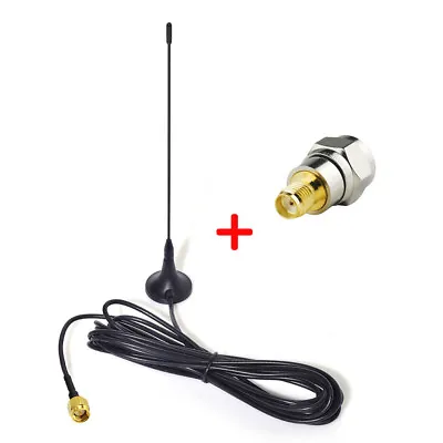 DAB Aerial Antenna SMA Magnetic Base Mount 4m Cable For Car Radio + F Adapter • £8.90
