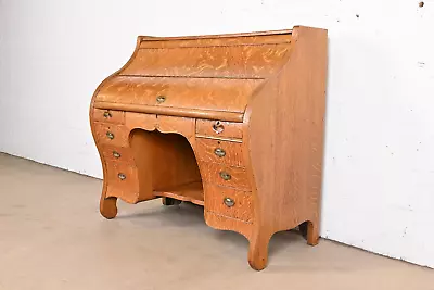 Antique American Arts & Crafts Oak Roll Top Desk Circa 1890s • $3295