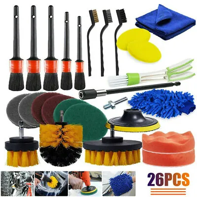 Car Detailing Brush Tools Kits Accessories Car Engine Wheel Washing Cleaning Set • $41.78