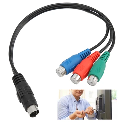 S Video 7 Pin Male To 3RCA Female Cable High Accuracy 7 Pin To AV Cable Soun BGS • £4.22