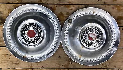 2 Chrome Hub Caps Packard 15  Standard Car Logo Vintage Tire Wheel Covers Red Bl • $31.22