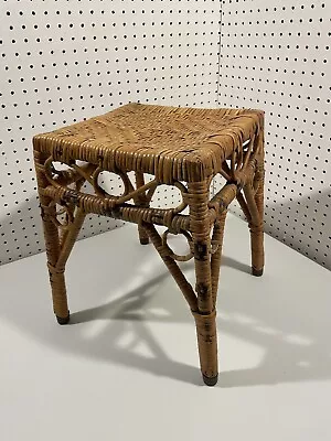 Antique Handmade Wicker Footstool / Plant Stand Very Old And Beautiful • $49