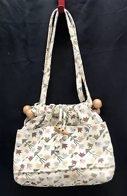 Tapestry Handbag Wooden Accent Pockets Craft Bag Needlepoint Knitting Travel • $28.06