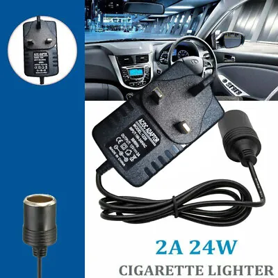 Car Cigarette Lighter 240V 3Pin Mains Plug To 12V Socket Adapter Converter AC/DC • £6.79