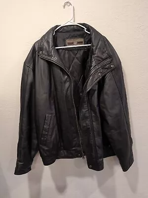 Vintage Members Only Leather Bomber Jacket Mens 3x Black Motorcycle Full Zip • $49.95