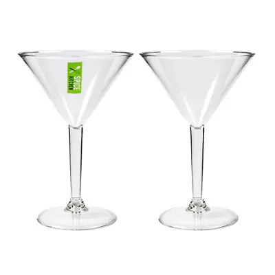 2 X 230ml Plain Martini Glass Clear Acrylic Wine Cocktail Drinking Cups • $19.95