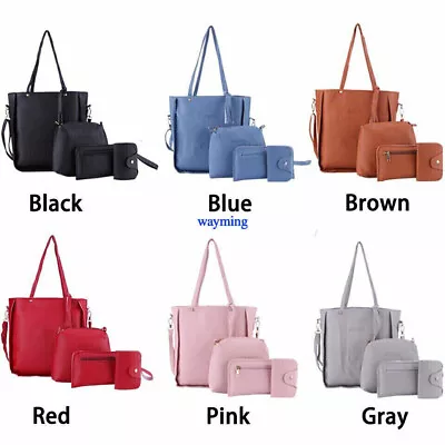 4PCS/Set Women PU Leather Handbag Shoulder Bag Purse Messenger Satchel Clutch AU • $16.71