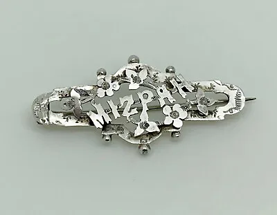 Antique 1914 Sterling Silver Mizpah Foliage Aesthetic Raised Fretwork Brooch • £29.99