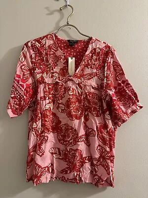 Anthropologie Vineet Bahl Inge Floral Ruffle Butterfly Top Size XS New Boho • $59.99