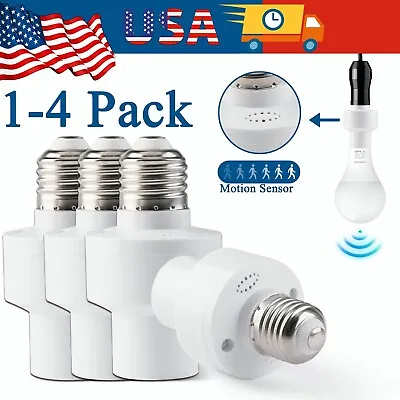 1-4Pack E27 Radar Motion Sensor Light Holder Detector Base Switch Bulb Socket US • $13.95