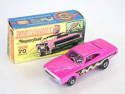 Matchbox Dodge Dragster PURPLE BASE BOX Snake No70 Toy Car Vintage Model Lesney • $75.76