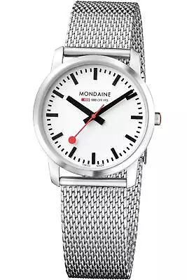 Mondaine Simply Elegant Steel White Dial Quartz Unisex Watch A400.30351.16SBM • $299