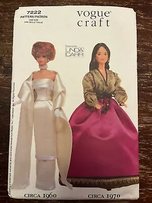Vogue 7222 Uncut Sewing Pattern 11.5  Fashion Doll 1960-1970 Clothes Barbie • $14.99