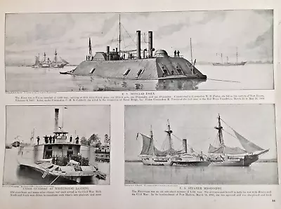 Monitor Vs Merrimac Ironclad Essex Steamer Mississippi Union Gunboat++ 2 Sided • $23.98