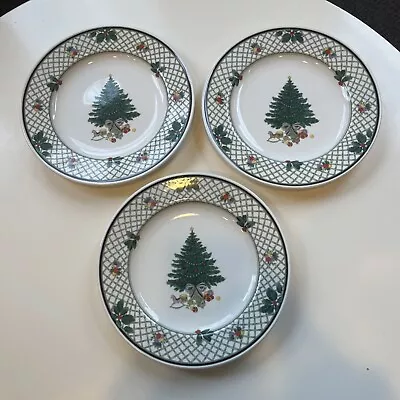 Set Of 3 Mikasa Heritage Christmas Story Salad/Dessert Plates 8.5” CAB08 Crazing • $15.99