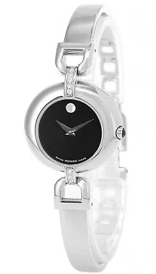 New Movado Vivo  Diamond Silver Tone Black Dial Bangle Srp $1195 0605779 • $249