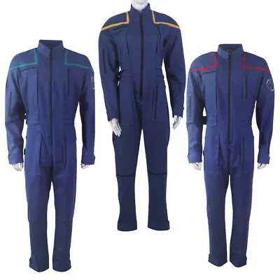 For Enterprise Duty Jumpsuits Starfleet Gold Red Blue Stripes Cosplay Uniforms • $79