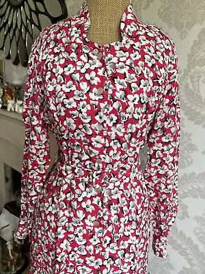 Eastex Vintage Size 12 Uk Midi Jersey Dress Floral Pink Mix Summer Holidays • £14.99