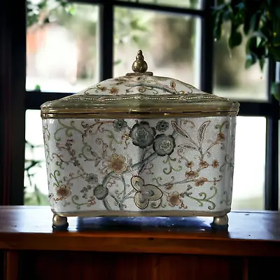 Vintage Twine Garden Box~Porcelain~Crazing~Floral Arrangement~Gorgeous~RARE! • $99