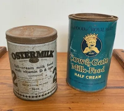 2 X Vintage 1950's Baby Milk Formula Tins Cow & Gate & Oster Milk  • £22.99