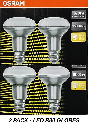 4 X LED 9W Reflector Light Globes Bulbs R80 Screw E27 Warm White 2700K 670Lm • $61.95