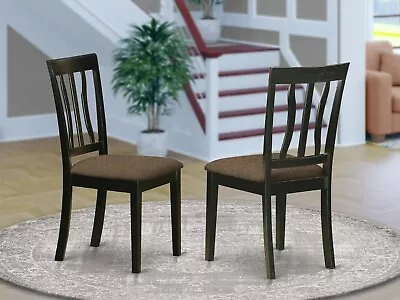 Set Of 4 Antique Dinette Kitchen Dining Chairs With Fabric Padded Seat In Black • $314