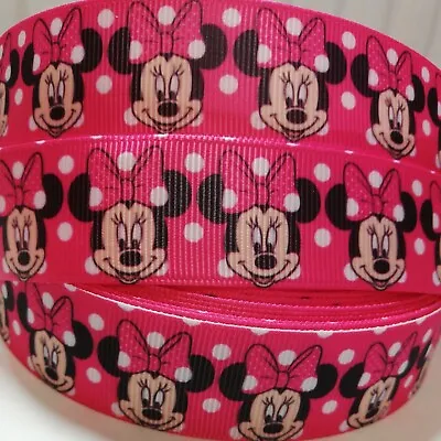 MINNIE MOUSE Grosgrain Ribbon 1 Inch (25mm) Width For Crafthair Cake Deco Etc • £1.99