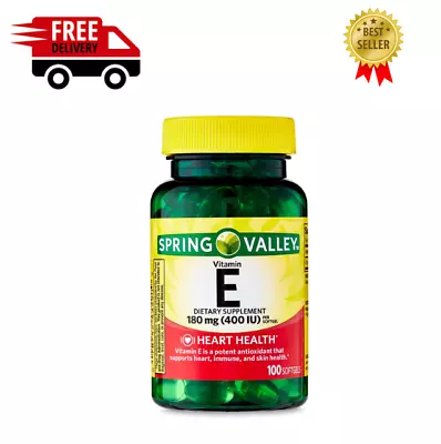 Spring Valley Vitamin E Supplement 400IU 100 Softgel Capsules Free Shipping • $8.99