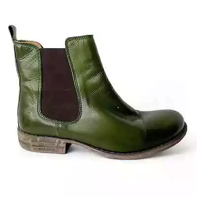 Miz Mooz 9 Womens Lewis Ankle Bootie Kiwi Green Leather Pull On • $59.99