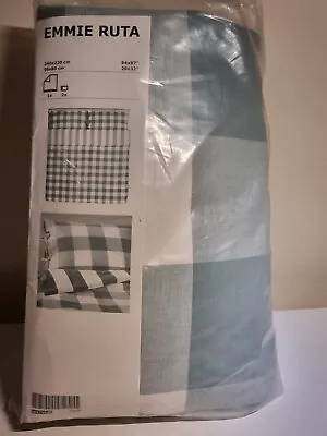 New IKEA Emmie Ruta King Size Duvet Cover & 2x Pillow Cases ( Green ) 503.799.66 • £45.99