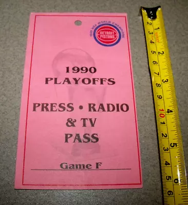 Detroit Pistons 1990 Playoffs Game F Press Pass Media Credentials Ticket Stub • $9.99