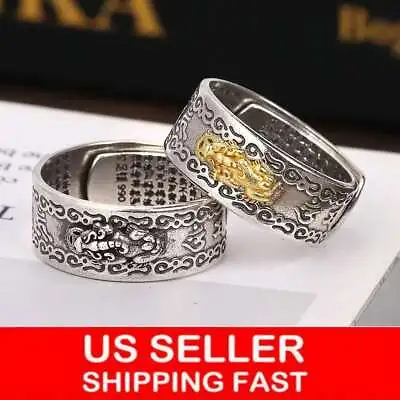 1/2x Adjustable Feng Shui Pixiu Mani Mantra Protection Wealth Ring Quality Lucky • $5.99