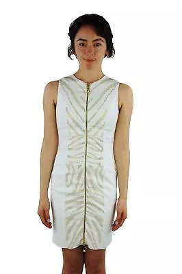 Versus Versace Womens Sleeveless Zip Front Golden Studded Dress IT 38 US 4 White • $175.50