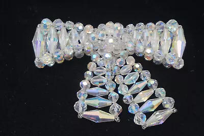 Vintage Vendome Pin Bow Aurora Borealis Crystal Glass Beads Signed Jewelry • $51