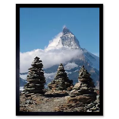 Nature Landscape Matterhorn Swiss Alp Cairn 12X16 Inch Framed Art Print • $23.49