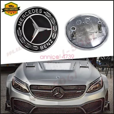 AMG Black Hood Emblem Laurel Wreath Flat Badge Mercedes Benz GT CLA CLS SL CLS • $27.99