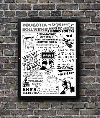 Oasis Lyric Poster Doodle Song Print Band Merch Wall Art Home Decor Gift Idea • £9.95