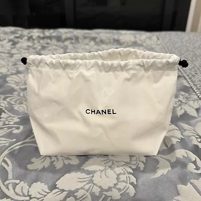 New Authentic Chanel Dust Makeup Bag  Cotton Pouch White 23 X 14 X 11cm • $29.95