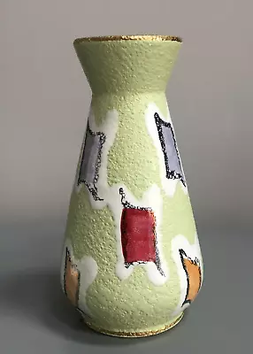 Vintage MCM West German Scheurich 571-14  Fat Lava Op Art Vase Rare Green Colour • £18